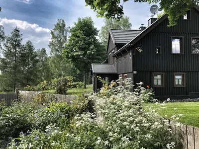 Ein Garten an der Unterkunft Berghütte Vogtland