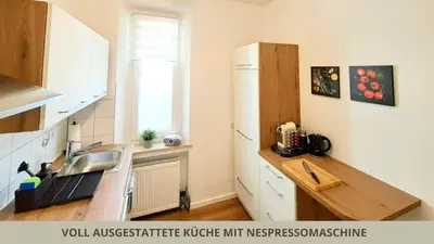 Küche/Küchenzeile in der Unterkunft FeWo Markgrafenrefugium zentrumsnahe 2 Zi mit Küche für 1-4 Personen