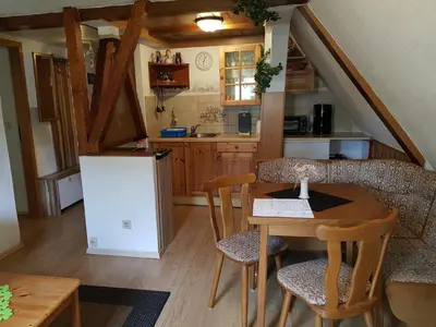 Küche/Küchenzeile in der Unterkunft Ferienwohnung Grenzblick