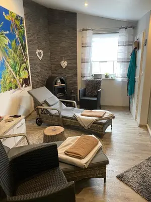 Ein Sitzbereich in der Unterkunft Ferienwohnung Emma