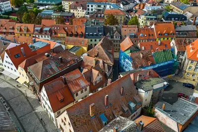 Ein allgemeiner Blick auf Bayreuth oder ein Stadtblick von der Ferienwohnung aus