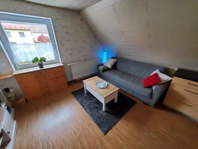 Ein Sitzbereich in der Unterkunft Schmuckstück im Fichtelgebirge