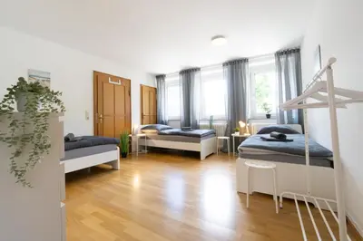 Ein Bett oder Betten in einem Zimmer der Unterkunft KU03 Apartment Monteurswohnung in Kasendorf bei Kulmbach, Bayreuth, Bamberg