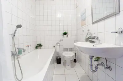 Ein Badezimmer in der Unterkunft KU03 Apartment Monteurswohnung in Kasendorf bei Kulmbach, Bayreuth, Bamberg
