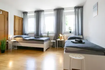 Ein Bett oder Betten in einem Zimmer der Unterkunft KU03 Apartment Monteurswohnung in Kasendorf bei Kulmbach, Bayreuth, Bamberg