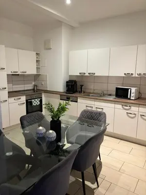 Küche/Küchenzeile in der Unterkunft Boardinghouse Plauen im Zentrum der Stadt