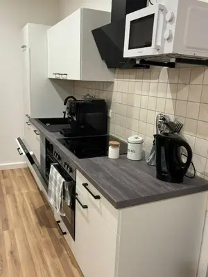 Küche/Küchenzeile in der Unterkunft Boardinghouse Plauen im Zentrum der Stadt