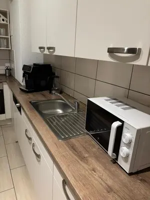 Küche/Küchenzeile in der Unterkunft Boardinghouse Plauen im Zentrum der Stadt