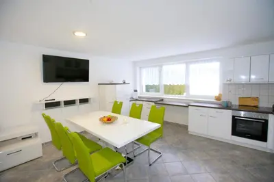 Küche/Küchenzeile in der Unterkunft Ferienhaus am Erbgericht Oberjugel