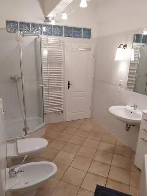 Ein Badezimmer in der Unterkunft Monteurwohnung