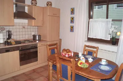 Küche/Küchenzeile in der Unterkunft Haus am Seeufer, Weißenstadt
