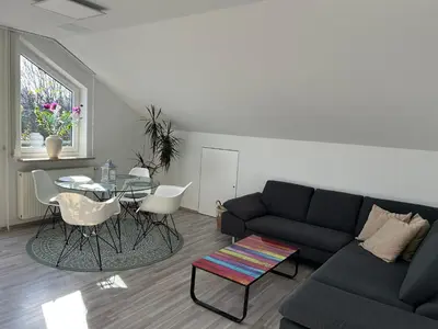 Ein Sitzbereich in der Unterkunft Apartment Kornbergblick