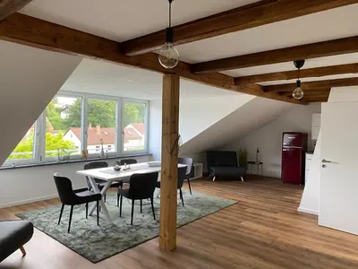 Ein Sitzbereich in der Unterkunft Sahr Appartements