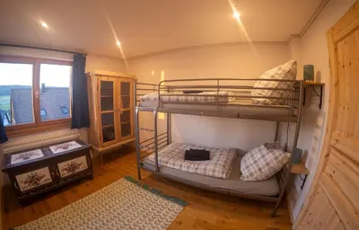 Ein Bett oder Betten in einem Zimmer der Unterkunft Panoramaapartment am Ochsenkopf