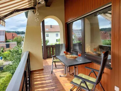Ein Balkon oder eine Terrasse in der Unterkunft Ferienwohnung Magnolia