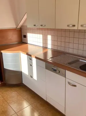 Küche/Küchenzeile in der Unterkunft NEU Ferienwohnungen im Naherholungs u Seengebiet