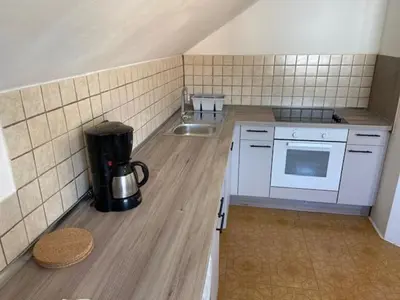 Küche/Küchenzeile in der Unterkunft NEU Ferienwohnungen im Naherholungs u Seengebiet