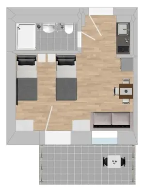 Küche/Küchenzeile in der Unterkunft AM1026 - Smarte Monteurwohnung Übergangswohnung