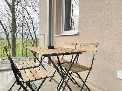Ein Balkon oder eine Terrasse in der Unterkunft AM1036 - Moderne Monteurwohnung mit Balkon
