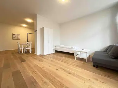 Ein Sitzbereich in der Unterkunft AM1036 - Moderne Monteurwohnung mit Balkon