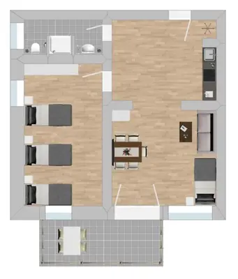 Grundriss der Unterkunft AM1036 - Moderne Monteurwohnung mit Balkon