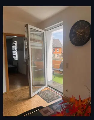 Grundriss der Unterkunft Super Monteurwohnung mit Balkon und Parkplatz, bei Bayreuth ruhig, 4 Betten Wifi, Küche