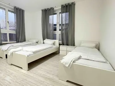 Ein Bett oder Betten in einem Zimmer der Unterkunft SWF111 - Komfortable Monteurwohnung Übergangswohnung