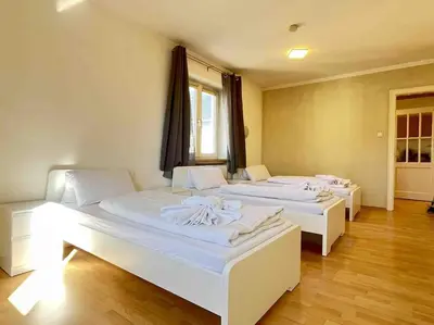 Ein Bett oder Betten in einem Zimmer der Unterkunft SWF121 - Gemütliche Monteurwohnung Übergangswohnung