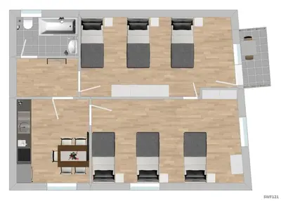Grundriss der Unterkunft SWF121 - Gemütliche Monteurwohnung Übergangswohnung