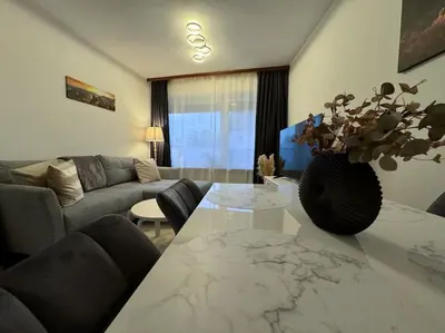 Ein Sitzbereich in der Unterkunft Gemütliche Unterkunft Bad Steben - Ferienhaus Maria