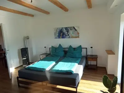 Ein Bett oder Betten in einem Zimmer der Unterkunft Fewo Wiesenblick