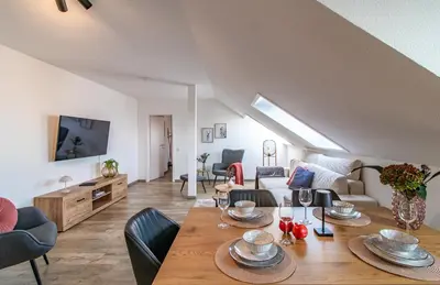 Ein Sitzbereich in der Unterkunft Panorama Apartment I Aufzug I Stellplatz I Natur