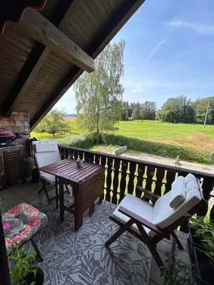 Ein Balkon oder eine Terrasse in der Unterkunft WaldGold