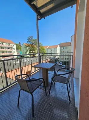 Ein Balkon oder eine Terrasse in der Unterkunft familienfreundlich im Zentrum Citypoint