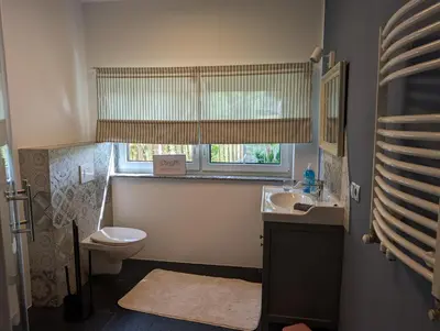 Ein Badezimmer in der Unterkunft Ferienwohnung zum Hühnerstall