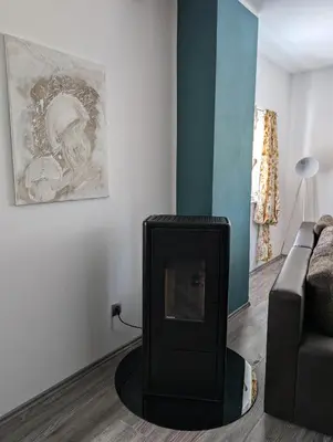 Ein Sitzbereich in der Unterkunft Ferienwohnung zum Hühnerstall