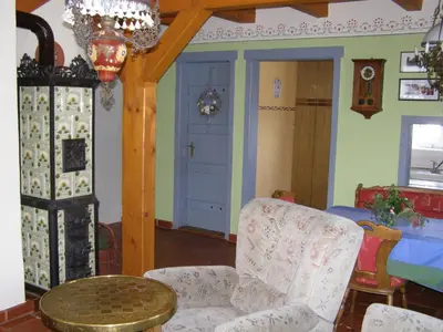 Ein Sitzbereich in der Unterkunft Ferienhaus Brotenfeld