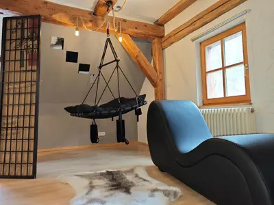 Ein Sitzbereich in der Unterkunft Appartement Sittenbach 