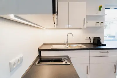 Küche/Küchenzeile in der Unterkunft AMBERG APART - Apartment A - Wohnraum auf Zeit