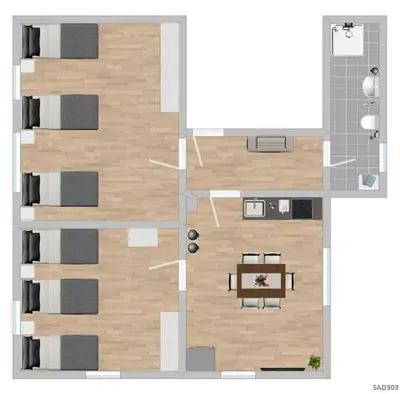 Grundriss der Unterkunft SAD303 - Geräumige Monteurwohnung mit Balkon