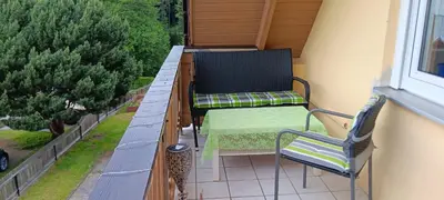 Ein Sitzbereich in der Unterkunft Ferienwohnung Eiblmaier