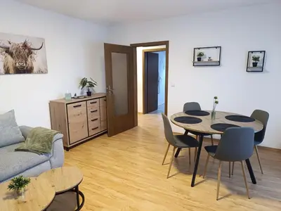 Ein Sitzbereich in der Unterkunft Gästehaus am Schlossberg