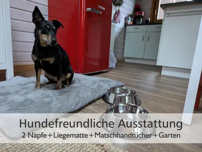 Haustiere von Gästen der Unterkunft Wichtelhaisl Rittersgrün im Erzgebirge - Entspannen im fröhlichen Tiny House - umzäunter Naturgarten-Hunde willkommen-Terrasse-Elektroauto laden