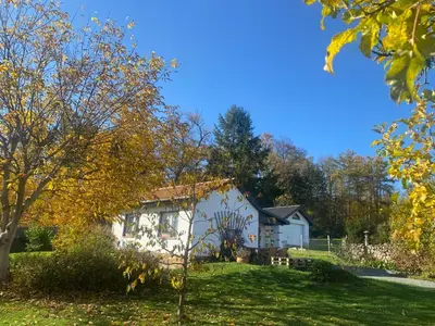 Ein Garten an der Unterkunft Ferienhaus Elsterblick