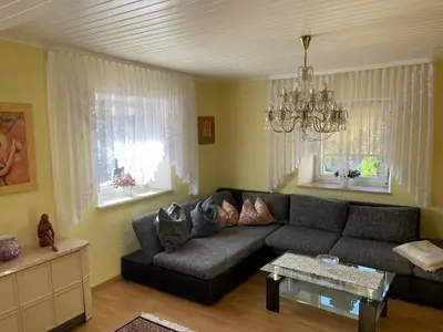 Ein Sitzbereich in der Unterkunft Ferienhaus Ochsenkopfblick