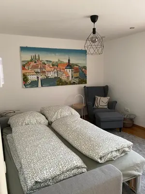 Ein Bett oder Betten in einem Zimmer der Unterkunft Apartment im Herzen von Thurnau