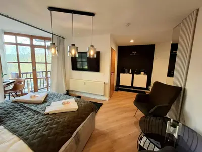 Ein Sitzbereich in der Unterkunft Select-Home 5 - Entspannen & Wohlfühlen am Stausee