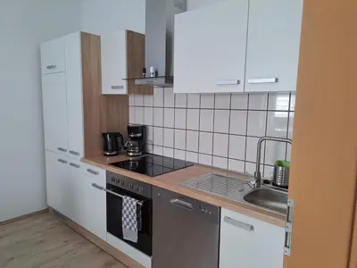 Küche/Küchenzeile in der Unterkunft Ferienwohnung Carolagrün