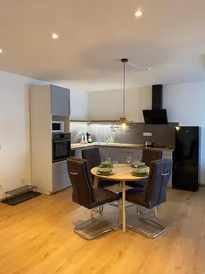 Küche/Küchenzeile in der Unterkunft Ferienwohnung Wald & Wiesen