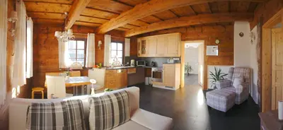 Küche/Küchenzeile in der Unterkunft Ferienwohnung Sonnenleithe Urlaub im Denkmal